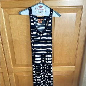Tory Burch Navy and White Striped Maxi Dress